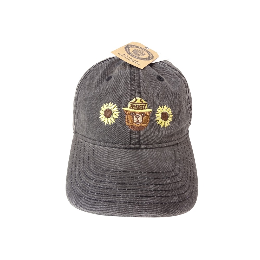 Mad Engine Smokey Bear Hat Washed Grey NEW Sunflower Embroidered Cap
